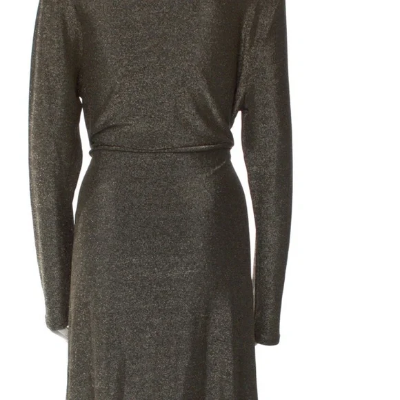 REFORMATION Paprika Gold Sparkle Long Sleeve Stretchy Knotted Dress - Picture 5 of 9